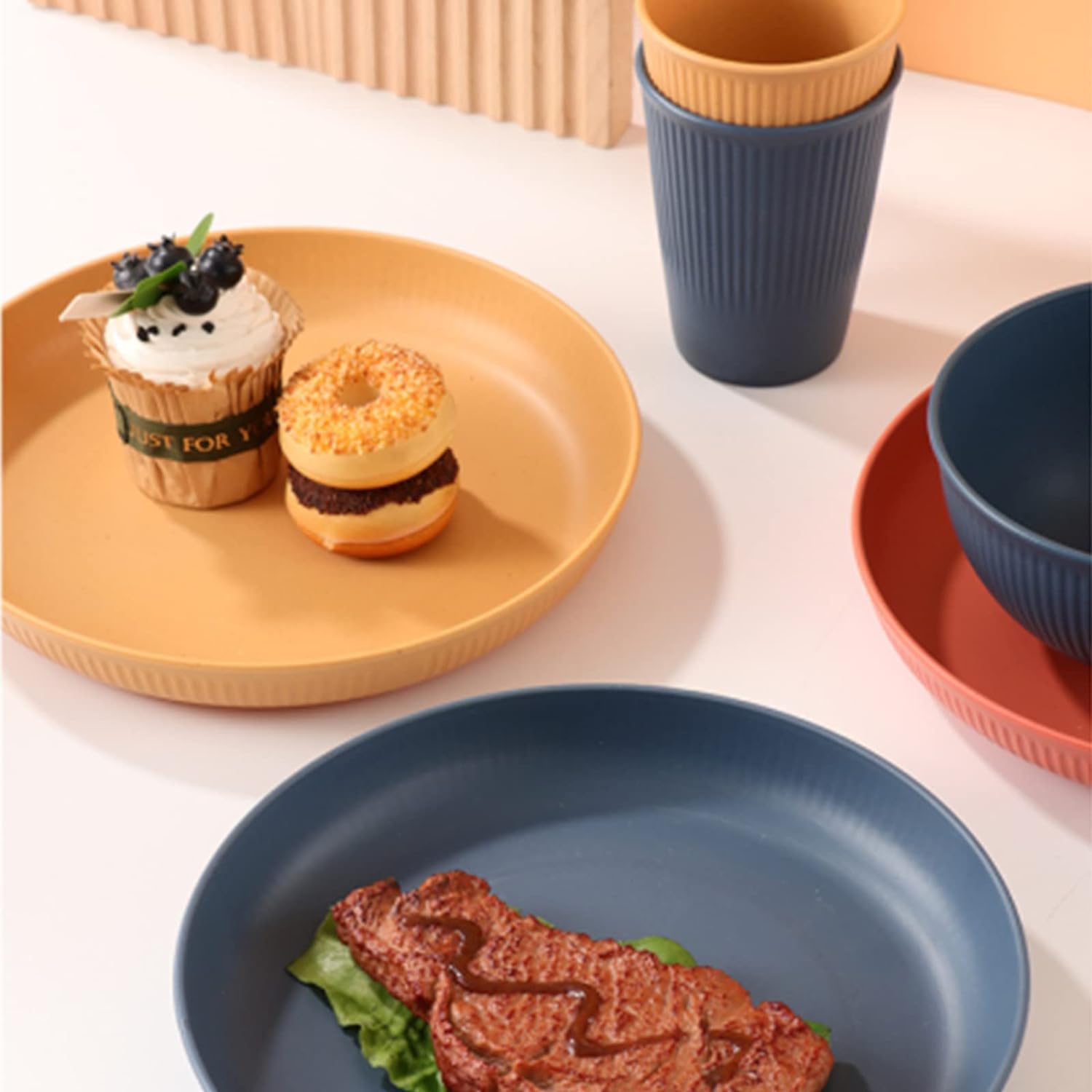 Dinnerware Sets, Unbreakable Camping Plates, Cups and Bowls Set -Pack of 44 Dinnerware Sets, Unbreakable Camping Plates, Cups and Bowls Set -Pack of 44
